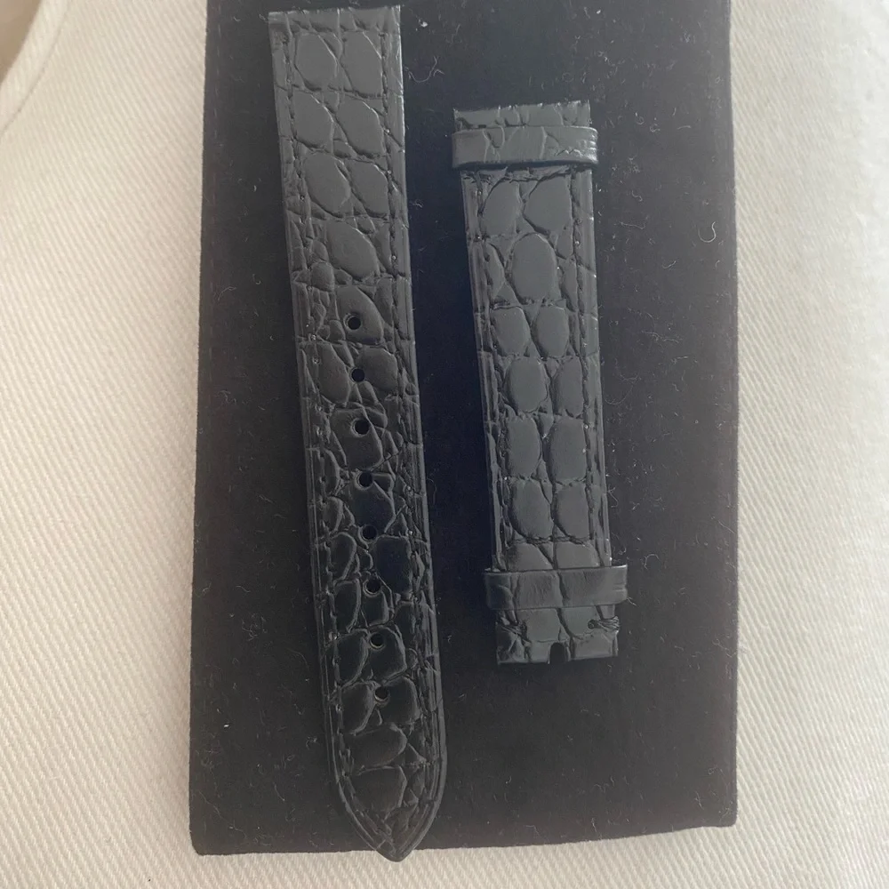 Vintage Chanel Black Leather Watch Strap 18mm and 16mm at the buckle